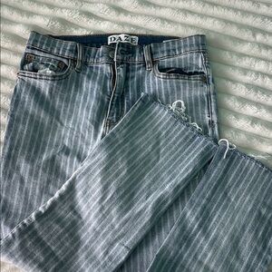 DAZE Women's Straight-Leg Striped Light Blue Jeans